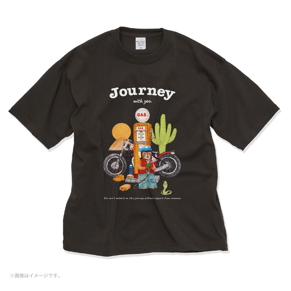 厚みのあるBIGシルエットTシャツ「Journey with you 砂漠のバイカー」/送料無料 5枚目の画像
