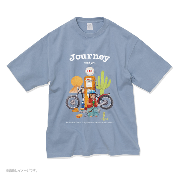 厚みのあるBIGシルエットTシャツ「Journey with you 砂漠のバイカー」/送料無料 7枚目の画像