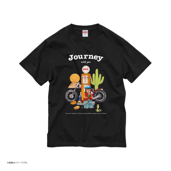 「Journey with you 砂漠のバイカー」コットンTシャツ/送料無料 4枚目の画像