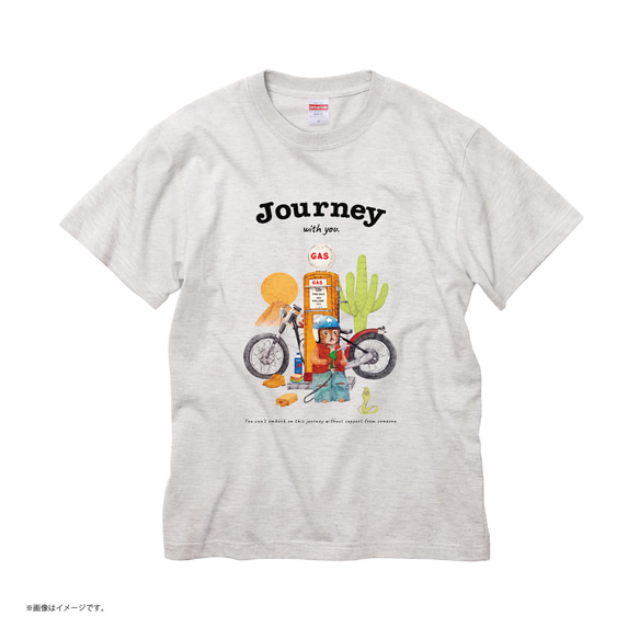 「Journey with you 砂漠のバイカー」コットンTシャツ/送料無料 5枚目の画像
