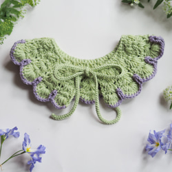 手編みのつけ襟スタイ　flowers 5枚目の画像