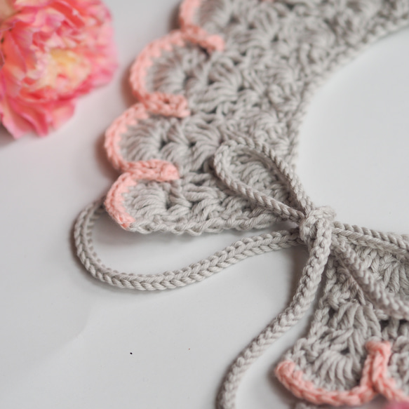 手編みのつけ襟スタイ　flowers 12枚目の画像