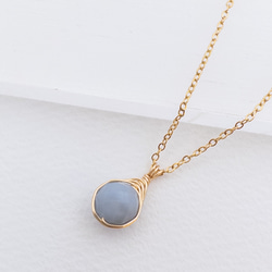 幸せに気付かせてくれる石 エンジェライト ペンダント ネックレス ステンレス ワイヤーラッピング p139 4枚目の画像