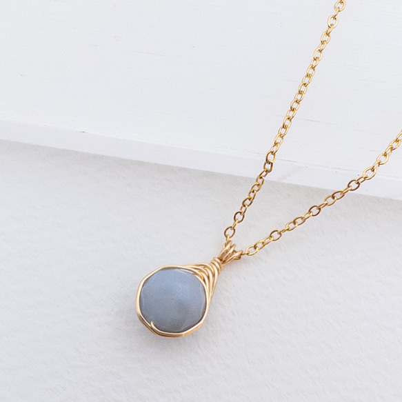 幸せに気付かせてくれる石 エンジェライト ペンダント ネックレス ステンレス ワイヤーラッピング p139 4枚目の画像