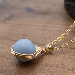 幸せに気付かせてくれる石 エンジェライト ペンダント ネックレス ステンレス ワイヤーラッピング p139 3枚目の画像