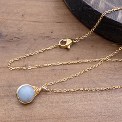 幸せに気付かせてくれる石 エンジェライト ペンダント ネックレス ステンレス ワイヤーラッピング p139 7枚目の画像