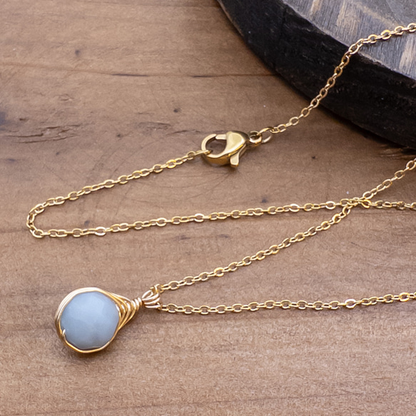 幸せに気付かせてくれる石 エンジェライト ペンダント ネックレス ステンレス ワイヤーラッピング p139 7枚目の画像