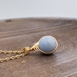 幸せに気付かせてくれる石 エンジェライト ペンダント ネックレス ステンレス ワイヤーラッピング p139 5枚目の画像