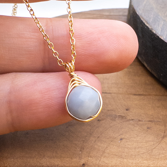 幸せに気付かせてくれる石 エンジェライト ペンダント ネックレス ステンレス ワイヤーラッピング p139 6枚目の画像