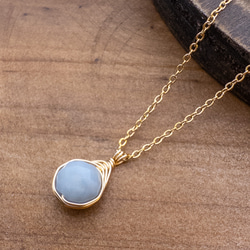 幸せに気付かせてくれる石 エンジェライト ペンダント ネックレス ステンレス ワイヤーラッピング p139 2枚目の画像