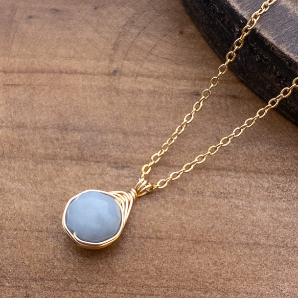 幸せに気付かせてくれる石 エンジェライト ペンダント ネックレス ステンレス ワイヤーラッピング p139 2枚目の画像