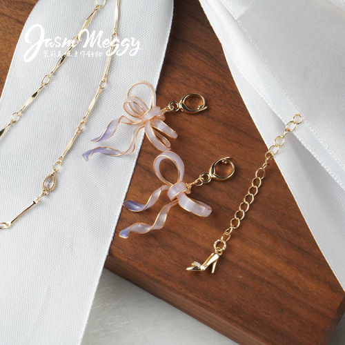 Wish of Love」シングルリボンペンダントネックレス、シンプルな 