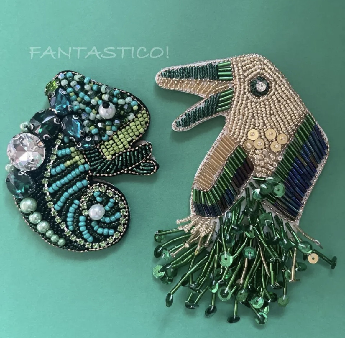 エナメル ジェリー ビーン アート ラインストーン 鳥 ブローチ BU41　