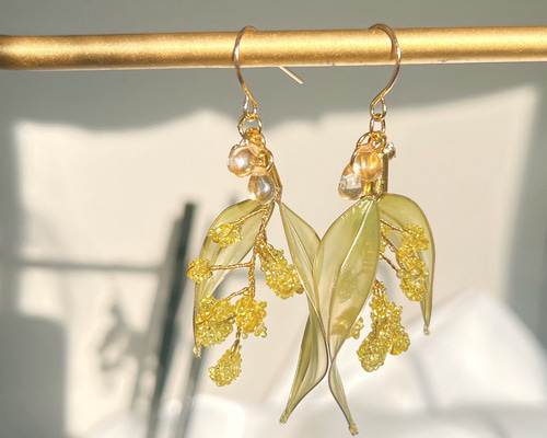 ちゃんねページ　もりもりミモザリース　ワイヤークラフト　ディップアート ちゃんねページ もりもりミモザリース ワイヤークラフト ディップ