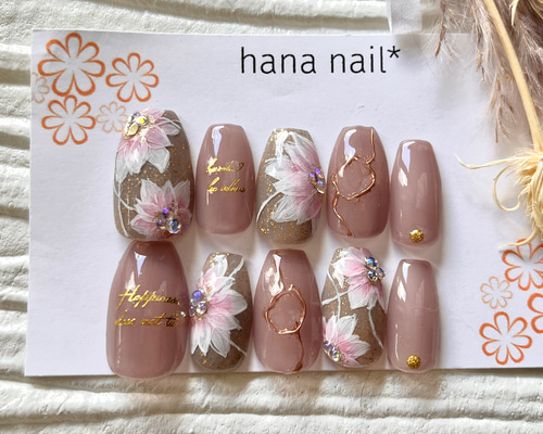 SALE ネイルチップ フラワーアートネイルチップ ネイルチップ（つけ爪