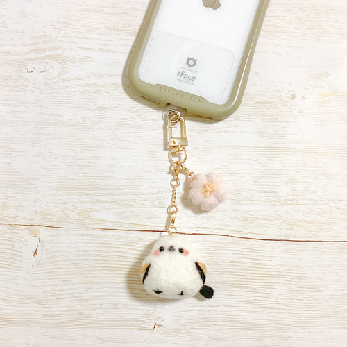 ♡春のシマエナガさん 羊毛フェルト 携帯 スマホ タブレット画面