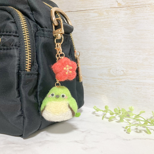 ♡春のメジロさん 羊毛フェルト スマホ画面クリーナー