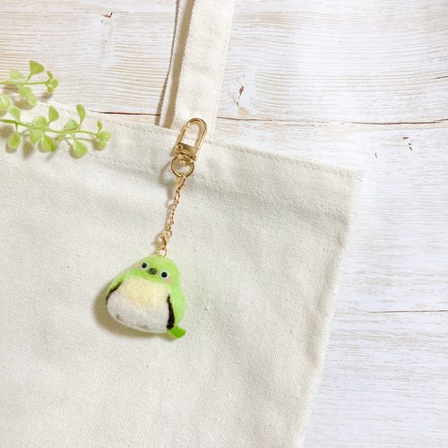 ♡春のメジロさん 羊毛フェルト スマホ画面クリーナー キーホルダー