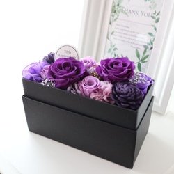 選べるメッセージ｜バイオレッドのエレガントなフラワーボックス｜誕生日・古希・喜寿・退職祝い等　pre.112 3枚目の画像