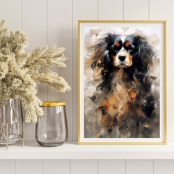 【KENSHIN (犬神) - キャバリア・キング・チャールズ・スパニエル犬 No.2】風水画 犬の絵 イラスト 8枚目の画像