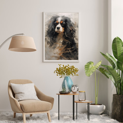【KENSHIN (犬神) - キャバリア・キング・チャールズ・スパニエル犬 No.4】風水画 犬の絵 イラスト 7枚目の画像