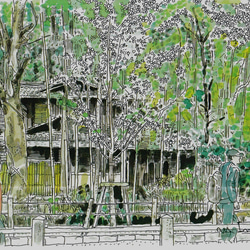 A4サイズ「 京都　哲学の道　新緑」　京の水彩画工房 6枚目の画像