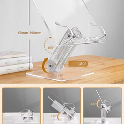 クリア スタンド 角度 調節 おしゃれ かわいい コンパクト ブック スタンド タブレット cht-1565 3枚目の画像