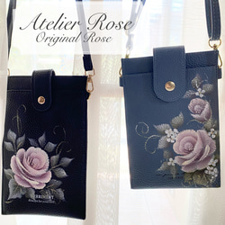 ♡軽くて便利！手描きの薔薇のスマホショルダー#スマホポシェット