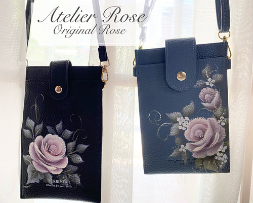 ♡軽くて便利！手描きの薔薇のスマホショルダー#スマホ