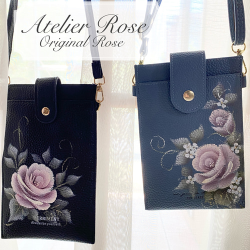 ♡軽くて便利！手描きの薔薇のスマホショルダー#スマホ