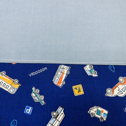 大きな巾着袋　縦50ｃｍ　横50ｃｍ　  クルマ柄ネイビーブルー　ツートン 2枚目の画像