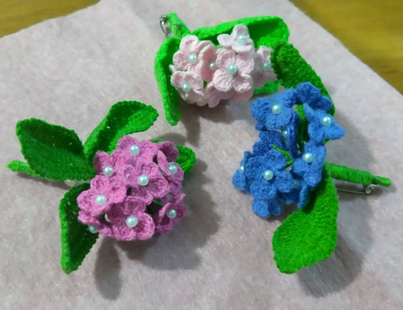 ハンドメイド　紫陽花コサージュ 1枚目の画像