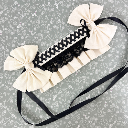 白練×編上げブラックボンネット風ヘッドドレス ヘッドドレス