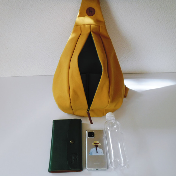 ボディバッグ「Drops」8号帆布ブラック／しずく型（ドロップ型）ボディバッグショルダー【受注制作】 20枚目の画像