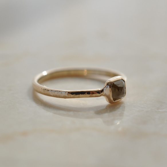 【K10】Natural Diamond ring  khaki　ナチュラルダイヤモンド リング 6枚目の画像