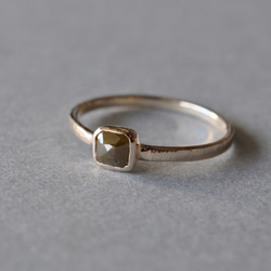 【K10】Natural Diamond ring  khaki　ナチュラルダイヤモンド リング 2枚目の画像