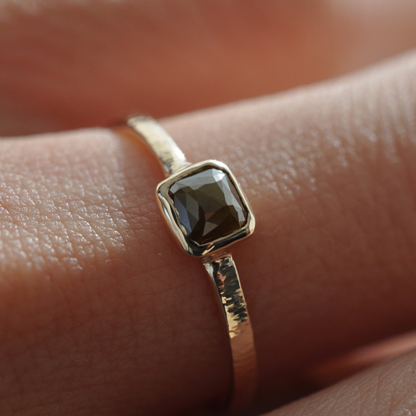 【K10】Natural Diamond ring  khaki　ナチュラルダイヤモンド リング 4枚目の画像