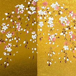 桜金屏風　19センチ　雛祭り　金紙屏風　蒔絵　お雛様小物　日本製　ディスプレイ用 4枚目の画像