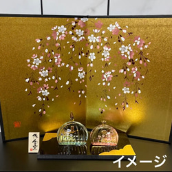 桜金屏風　19センチ　雛祭り　金紙屏風　蒔絵　お雛様小物　日本製　ディスプレイ用 3枚目の画像