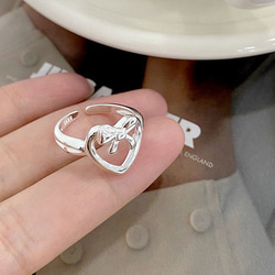 シルバー925 透かし ハート リング 指輪 silver925 フリーサイズ