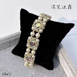 邦妮花式石手鍊 輕奢 包鑽 Pearl and Fancy stone beading Bracelet 第4張的照片