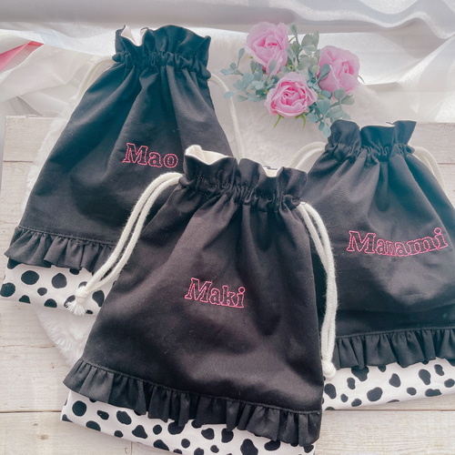 選べるサイズ】ダルメシアン 巾着袋 コップ袋 給食袋 給食袋 ぷち 通販