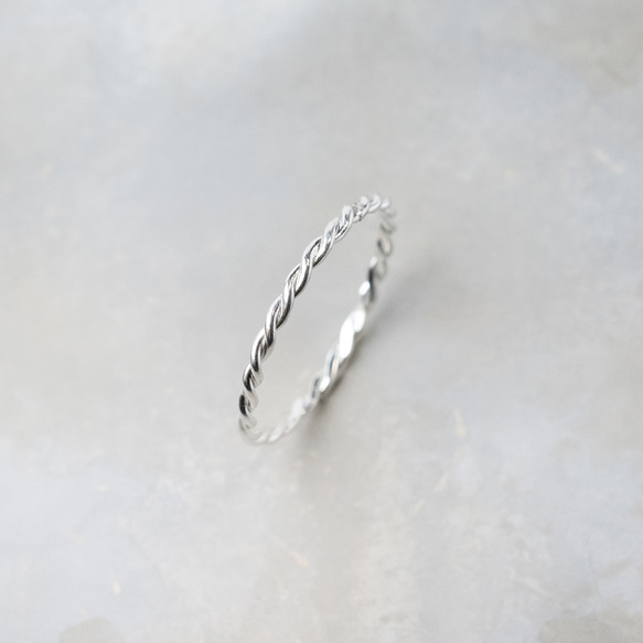 鏡面 シルバーツイストロープリング 0.8mm×2 グロス｜SILVER RING｜1078 2枚目の画像