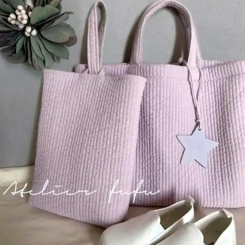 ラベンダー】レッスンバッグ くすみカラー ヌビバッグ 入学バッグ 入園