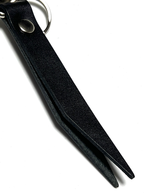 栃木レザー キーホルダー　キーリング　ストラップ スタッズ　日本製　本革　ブラック　全長約16cm シルバー　送料無料 8枚目の画像