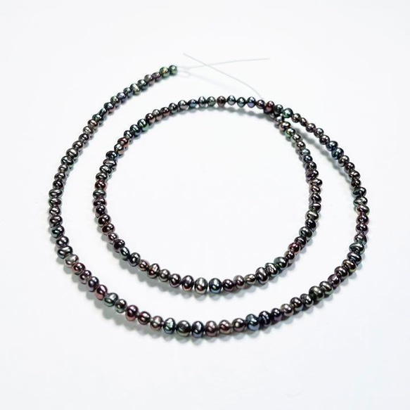 p068 淡水パール ピーコック ポテト バロック 1連 本真珠 メタリック