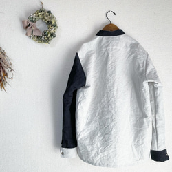 期間限定SALE！（Hjärta）綿麻バフクロス バンドカラー スクエアカットシャツ 遠州織物 3枚目の画像