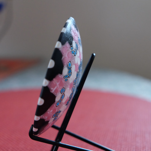 【美品未使用】ベネチアンガラス 小皿ミルフィオリ φ77 ピンク ハンドメイド ベネチアンガラス ヴェネチアンガラス ミルフィオリ お皿
