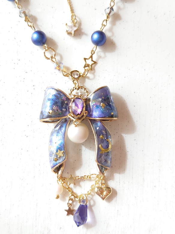 Ange au ruban＊Universe Blue＆purple ネックレス 4枚目の画像