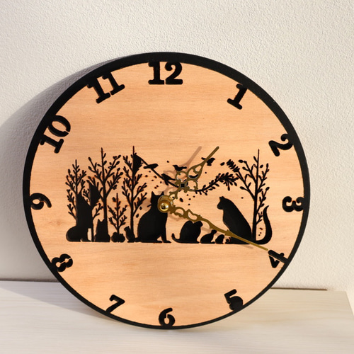 月夜の景色 掛け時計 木製 静音時計 スイープ式時計 【公式通販】